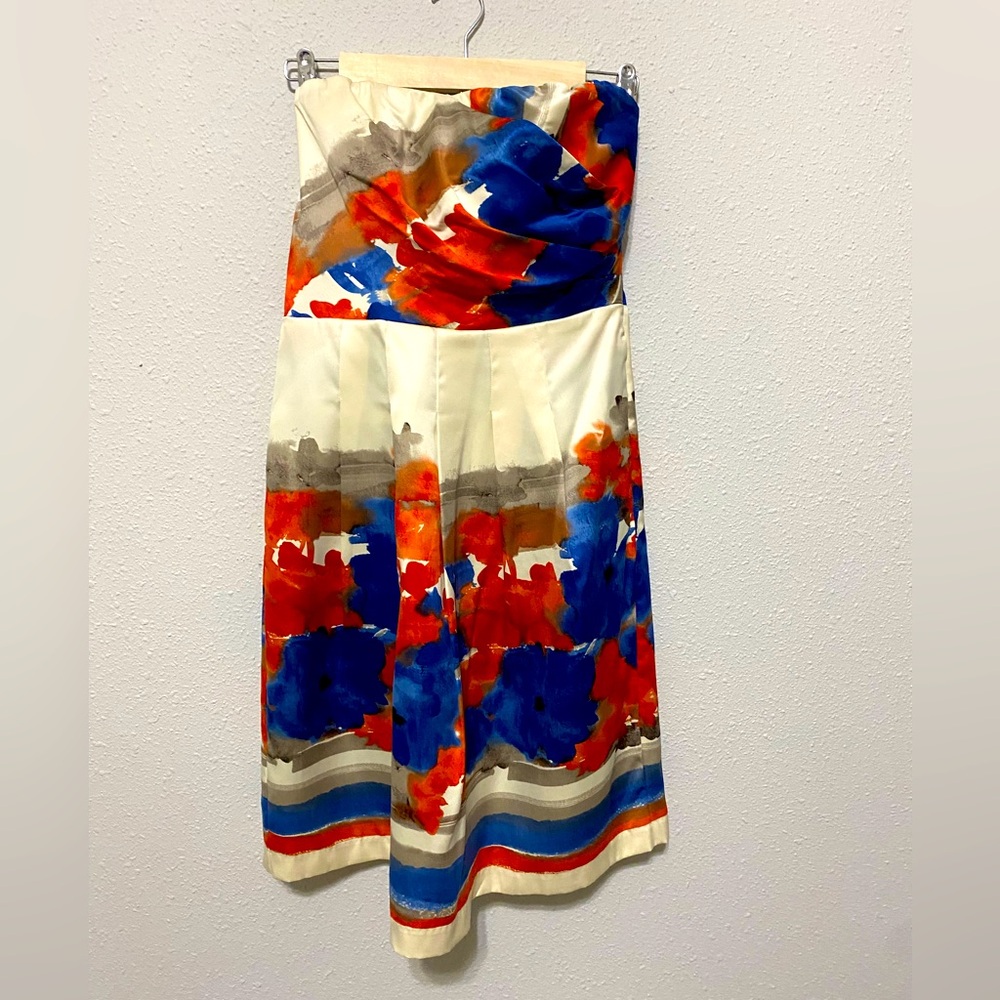 Strapless Floral Dress with Bold Colors